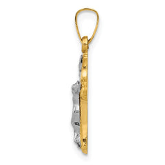 14k Two-tone Polished and Textured INRI Crucifix Pendant - 2