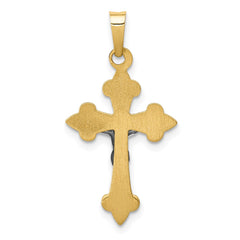 14k Two-tone Polished Fleur de Lis INRI Crucifix Pendant - 2