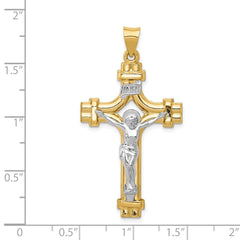 14k Two-tone Polished INRI Crucifix Pendant - 11