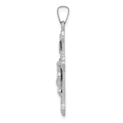 14k White Gold Polished INRI Crucifix Pendant - 2