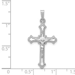 14k White Gold Polished INRI Crucifix Pendant - 2