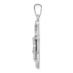 14k White Gold Polished INRI Crucifix Pendant - 6