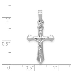 14k White Gold Polished INRI Crucifix Pendant - 6