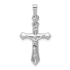14k White Gold Polished INRI Crucifix Pendant - 6
