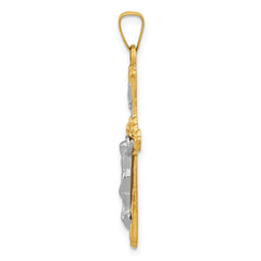 14K Two-tone Polished Inri Crucifix Pendant