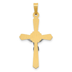 14K Two-tone Polished Inri Crucifix Pendant