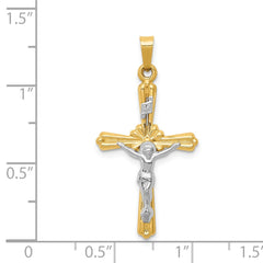 14K Two-tone Polished Inri Crucifix Pendant