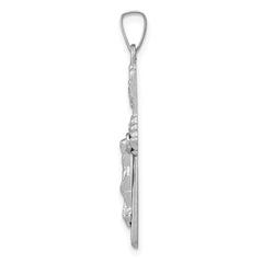 14k White Gold Polished INRI Crucifix Pendant - 8