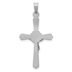 14k White Gold Polished INRI Crucifix Pendant - 8