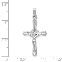 14k White Gold Polished INRI Crucifix Pendant - 8