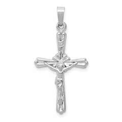 14k White Gold Polished INRI Crucifix Pendant - 8