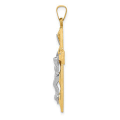 14k Two-tone Polished INRI Crucifix Pendant - 4