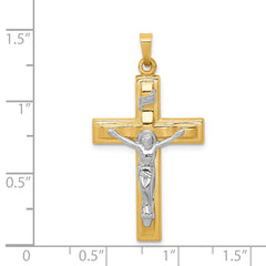 14k Two-tone Polished INRI Crucifix Pendant - 4