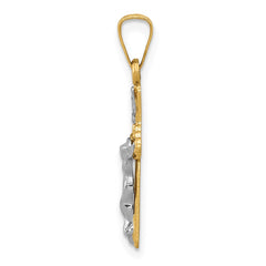 14k Two-tone Polished INRI Crucifix Pendant - 5