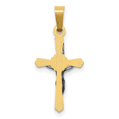 14k Two-tone Polished INRI Crucifix Pendant - 5