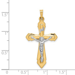 14k Two-tone Polished INRI Crucifix Pendant - 12