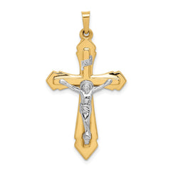 14k Two-tone Polished INRI Crucifix Pendant - 12