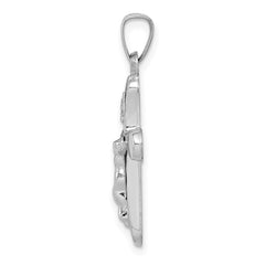 14k White Gold Polished INRI Rounded Crucifix Pendant - 2