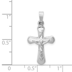14k White Gold Polished INRI Rounded Crucifix Pendant - 2
