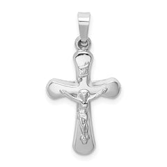 14k White Gold Polished INRI Rounded Crucifix Pendant - 2