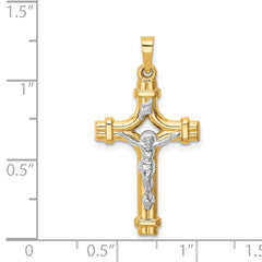 14k Two-tone Polished INRI Crucifix Pendant - 10