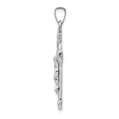 14k White Gold Polished INRI Crucifix Pendant - 7