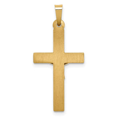 14k Two-tone Polished Lattice Textured INRI Crucifix Pendant