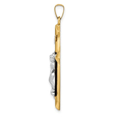 14k Two-tone Polished INRI Crucifix Pendant - 6