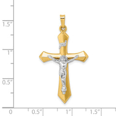 14k Two-tone Polished INRI Crucifix Pendant - 6