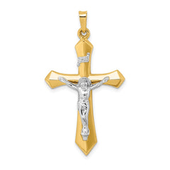 14k Two-tone Polished INRI Crucifix Pendant - 6