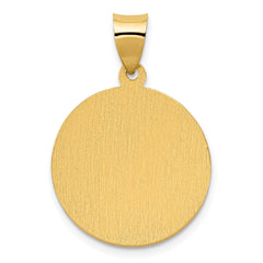 14K Polished Satin Hollow Divino Nino Round Medal Pendant - 2