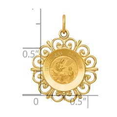 14k Polished/Satin Spanish 1st Communion Medal Hollow Pendant - 2