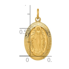 14k Solid Polished/Satin Oval Miraculous Medal