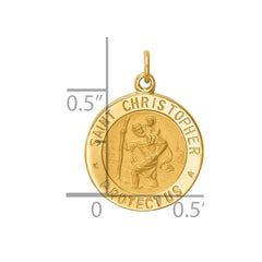 14k Solid Polished/Satin Small Round St. Christopher Medal - 2
