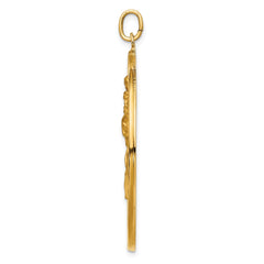 14k Solid Polished/Satin Extra Large Cut-out St. Christopher Medal
