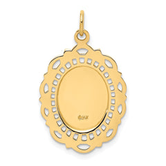 14k Solid Polished/Satin Medium Fancy Pierced Oval St. Christopher Medal
