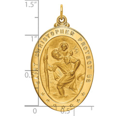 14k Solid Polished/Satin Large Oval St. Christopher Medal - 2