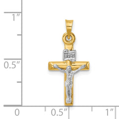 14k Two-tone Hollow Crucifix Pendant - 9