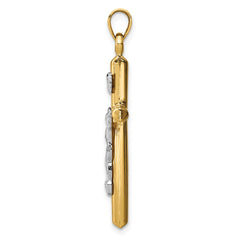 14k Two-tone Hollow Crucifix Pendant - 7