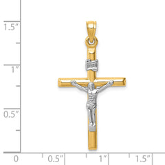 14k Two-tone Hollow Crucifix Pendant - 7