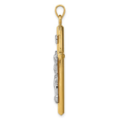 14k Two-tone Hollow Crucifix Pendant - 4