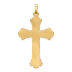 14k Two-tone Hollow Polished Woven Fleur de Lis Crucifix