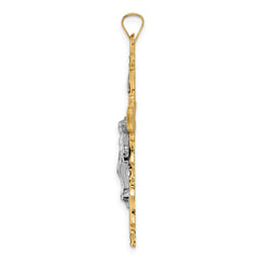 14k Two-tone Solid INRI Crucifix Pendant - 3