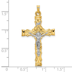 14k Two-tone Solid INRI Crucifix Pendant - 3