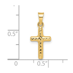 14k Polished Diamond-cut Reversible Puffed Cross Pendant - 2
