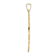 14k Polished Solid Floral Center Cross Pendant