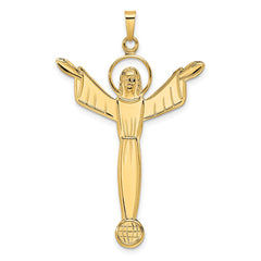 14k Polished Solid Risen Christ Pendant - 2