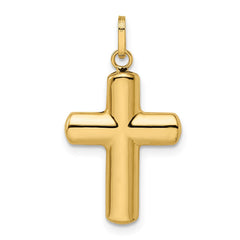 14k Polished Puffed Cross Pendant - 3