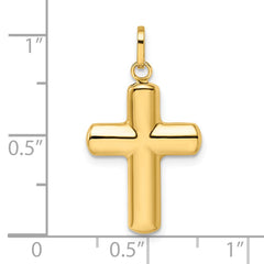 14k Polished Puffed Cross Pendant - 3