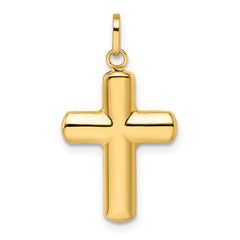 14k Polished Puffed Cross Pendant - 3